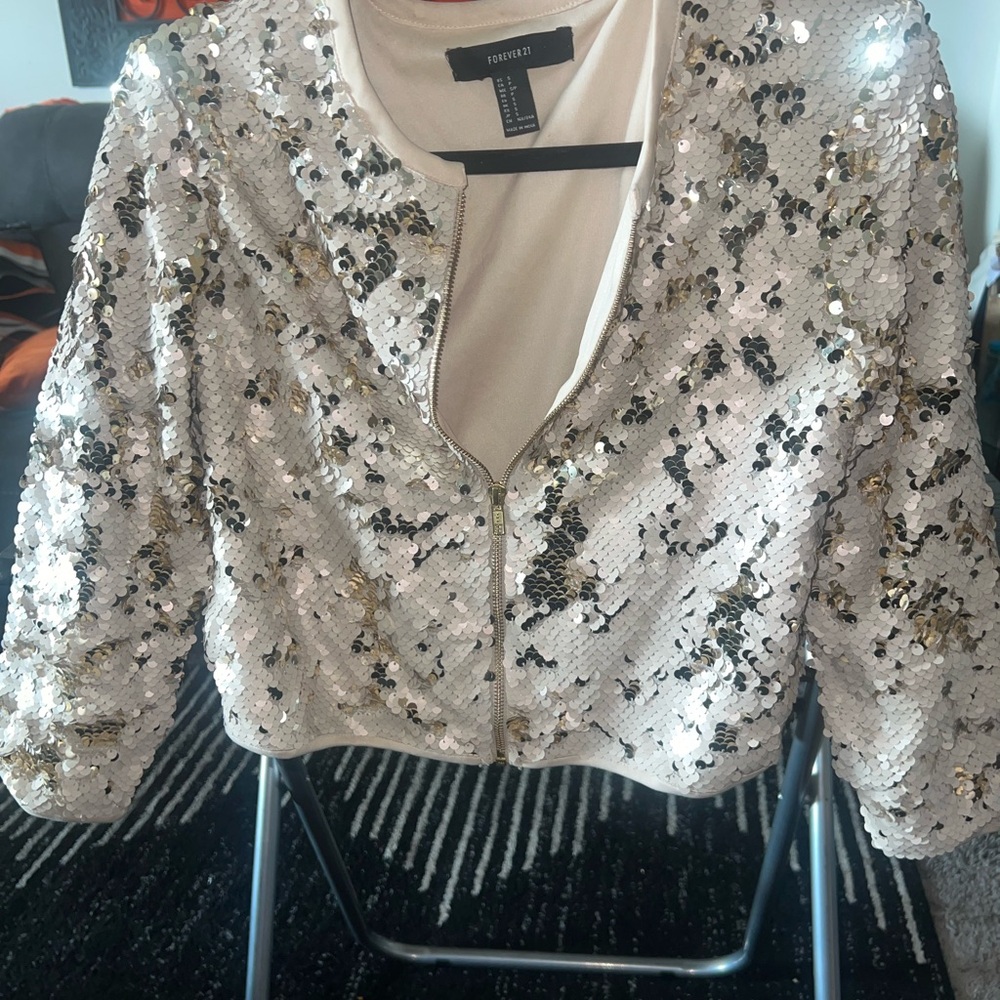 Forever 21 Silver and Gold Sequin Blazer